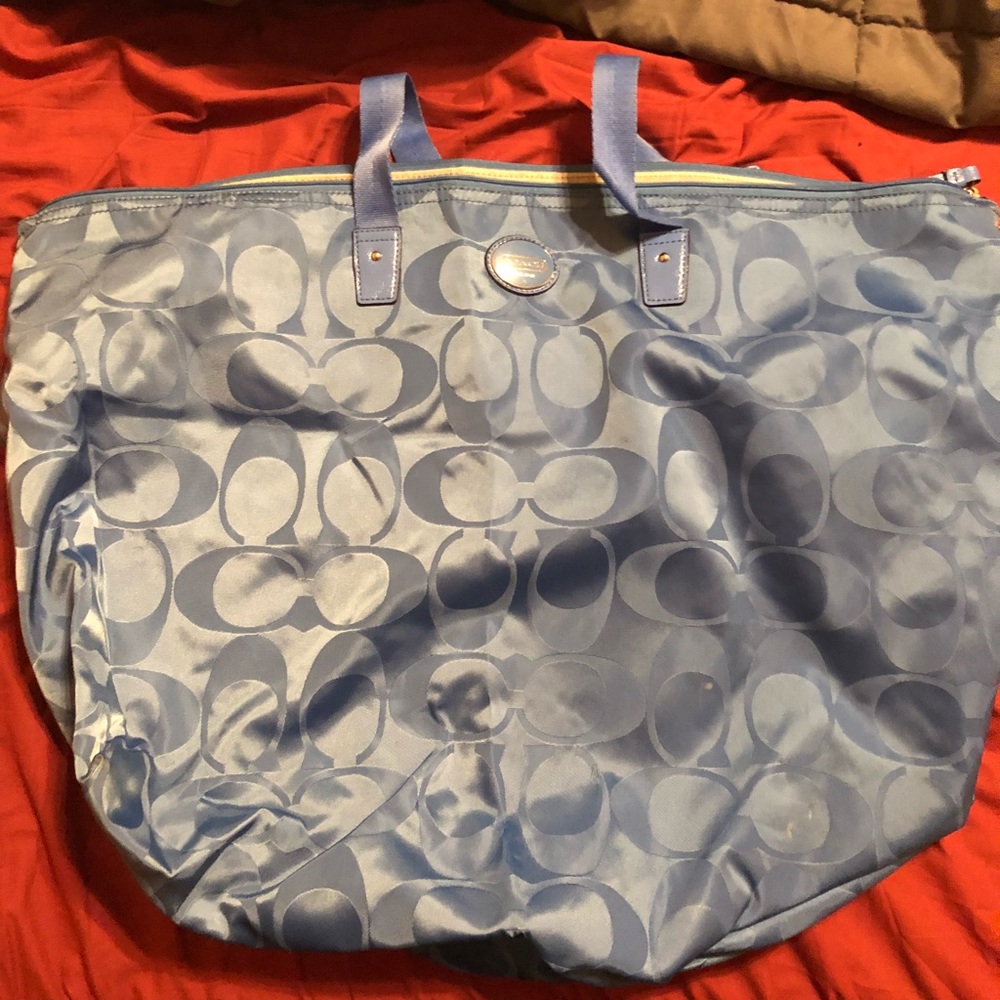 Baby blue overnight Coach duffel